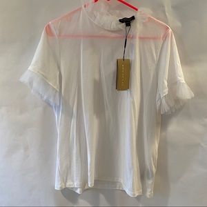Burberry Tulle Ruffle Trim Tee